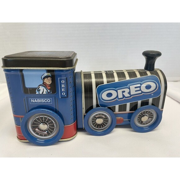 OREO Cookie  Nabisco Train Engine 1997 Collectible Tin Wheels Turn Preowned - Picture 1 of 10